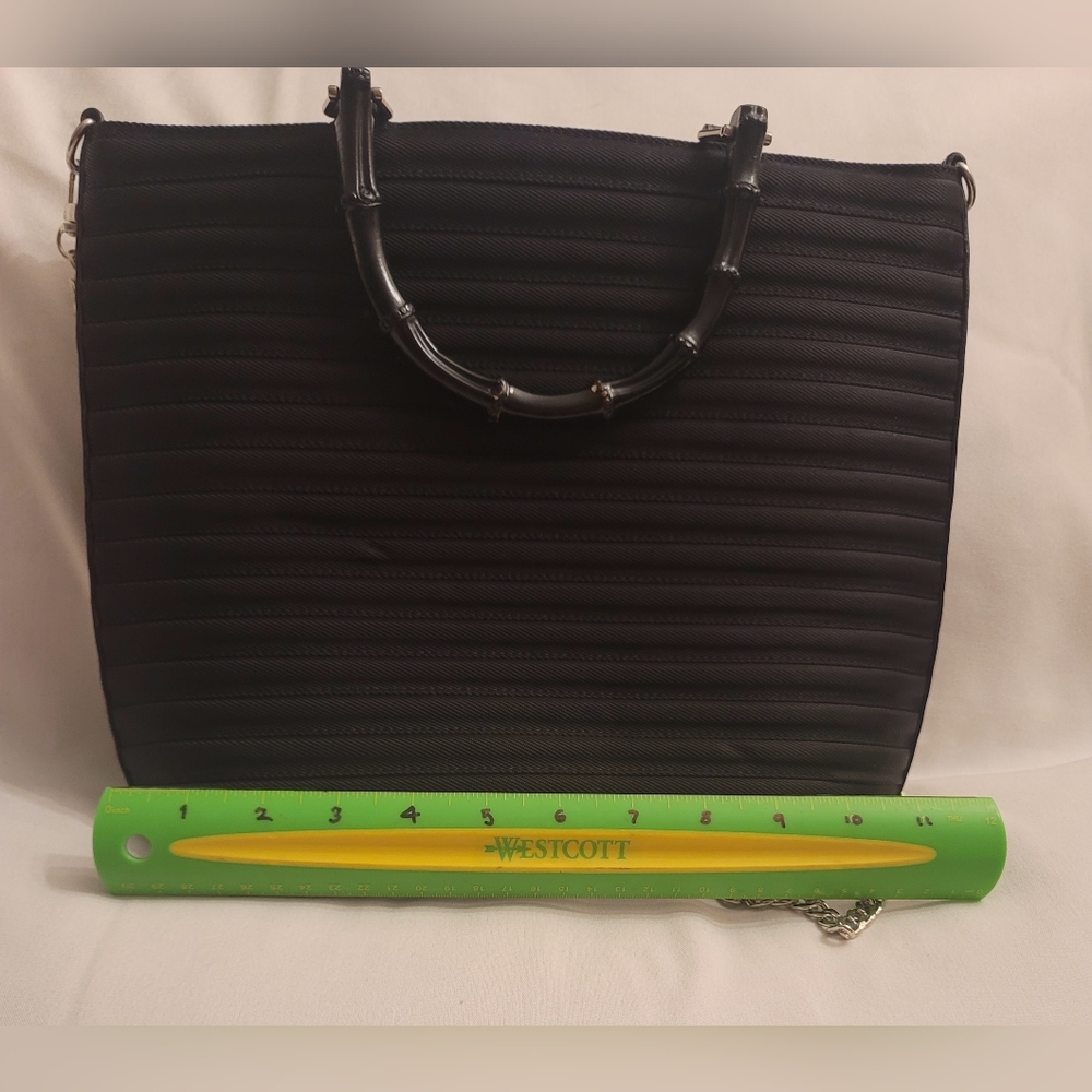 GUCCI Black Nylon Handbag With Bamboo Hand Straps - Picture 7 of 14